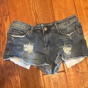Y2k S.O.N.G. Shorty Blue Denim Jean Shorts with lace pockets